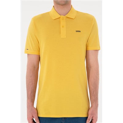 Erkek Regular Fit Polo Yaka Sarı Basic Tişört