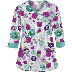 UA Tribal Dance Mint Condition 3/4 Sleeve Mock Wrap Scrub Top