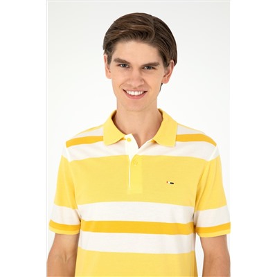 Erkek Regular Fit Polo Yaka Sarı Tişört