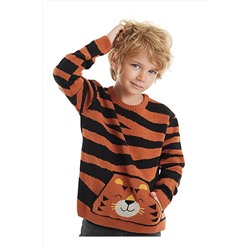 Denokids Kaplan Erkek Çocuk Kahverengi Triko Kazak CFF-23S1-009-V1