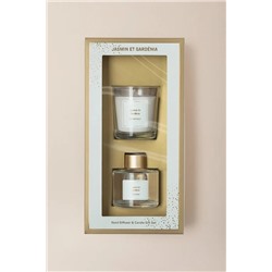 Répertoire Çubuklu Oda Kokusu ve Mum Seti - Jasmin et Gardénia - 100 ml/120 g
