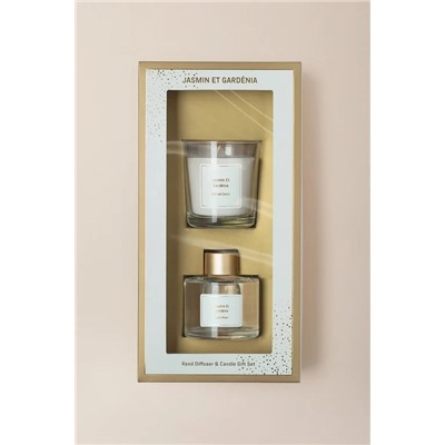 Répertoire Çubuklu Oda Kokusu ve Mum Seti - Jasmin et Gardénia - 100 ml/120 g