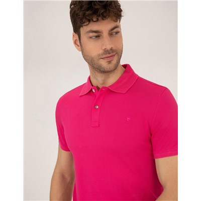 Pembe Slim Fit Polo Yaka Merserize Tişört