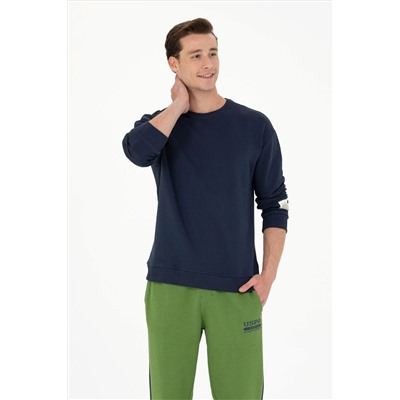 Erkek Lacivert Bisiklet Yaka Comfort Sweatshirt