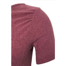 Mürdüm Asimetrik Yaka Fitted Bürümcük Dokulu Kumaş Örme Büyük Beden Alt-Üst Takım TBBSS25CP00006