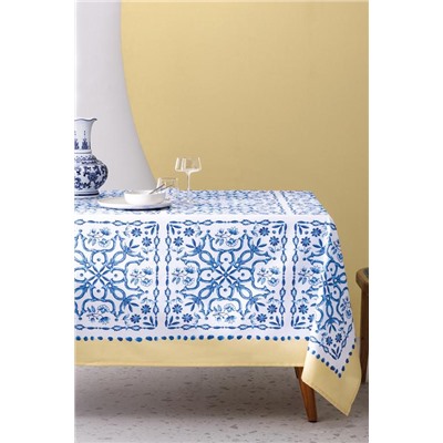 Ligny Masa Örtüsü - 150x250 cm - Mavi/Bej