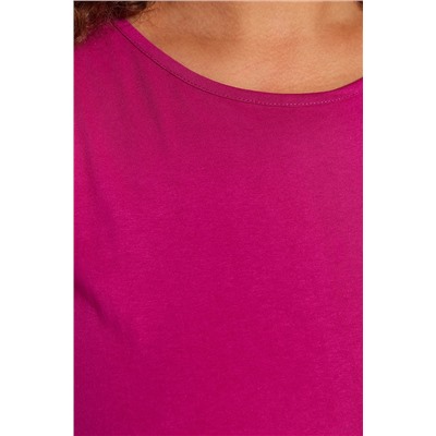 Fuşya Shift Bisiklet Yaka Yırtmaçlı %100 Pamuk Maxi/Uzun Örme Elbise TBBSS22AH0162