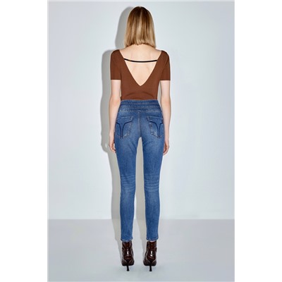 Vaquero skinny de tiro alto Azul marino