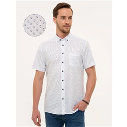 Beyaz Regular Fit Kısa Kollu Gömlek