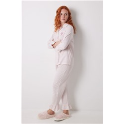 Pijama camisero largo 100% algodón rosa cuadros