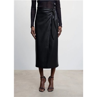 Falda cruzada efecto piel -  Mujer | MANGO OUTLET Melilla