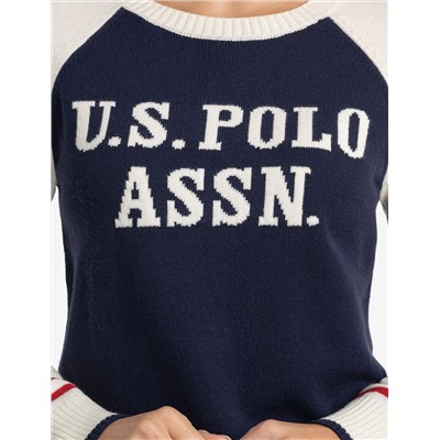 RAGLAN SLEEVE BASEBALL CREW NECK SWEATER