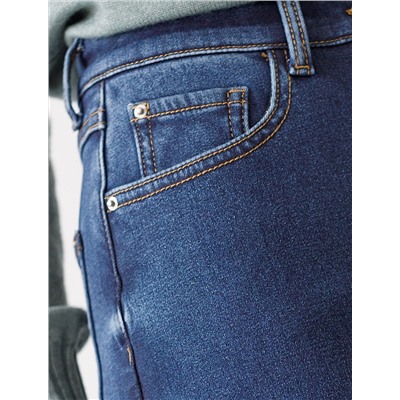 Джинсы-трубы из эластичного денима на флисе