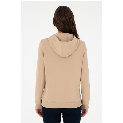 Kadın Kum Basic Kapüşonlu Sweatshirt