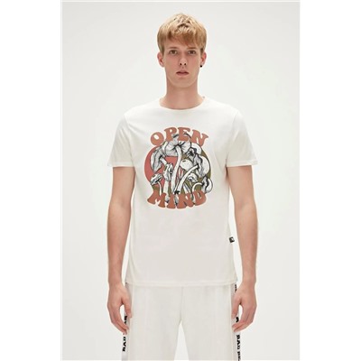 Bad Bear, Open Mind T-shirt Marshmallow Beyaz Baskılı Erkek Tişört