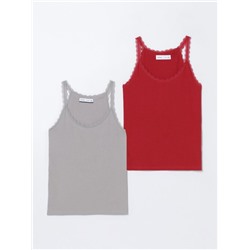 PACK OF 2 LACE TRIM STRAPPY TOPS