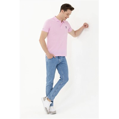 Erkek Açık Pembe Basic Polo Yaka Tişört