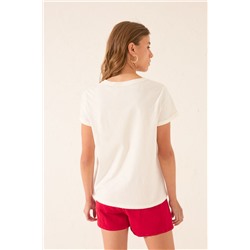 Camiseta manga corta 100% algodón blanco bordado