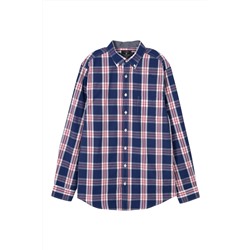 Camisa regular fit Azul marino y gris