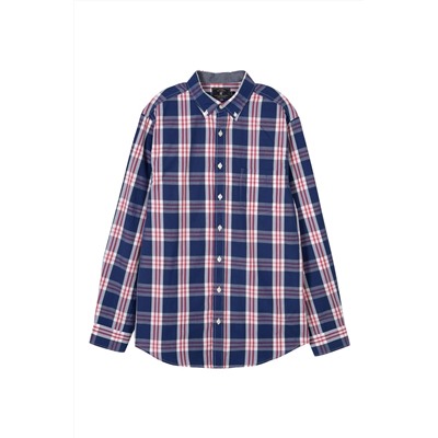 Camisa regular fit Azul marino y gris