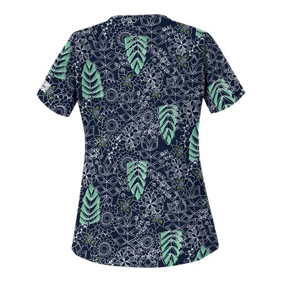 UA Tribal Palm Navy Print Scrub Top
