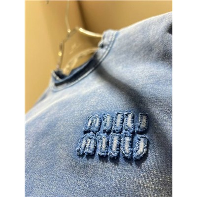 Женский укороченый свитшот Miu Mi*u 💙  Реплика 1:1