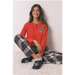 Pijama largo 100% algodón estampado cuadros "Hogwarts"