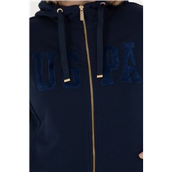 Kadın Lacivert Kapüşonlu Basic Sweatshirt