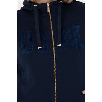 Kadın Lacivert Kapüşonlu Basic Sweatshirt
