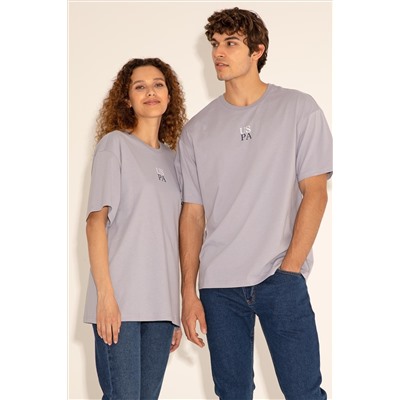 Erkek Comfort Fit Bisiklet Yaka Gri Tişört