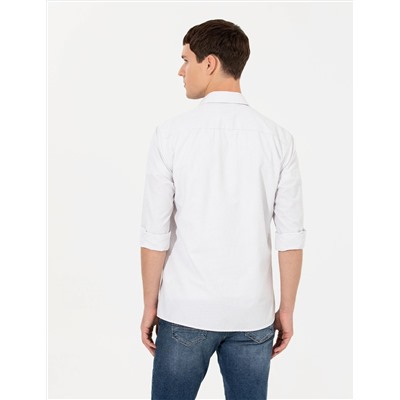 Açık Gri Slim Fit Uzun Kollu Gömlek