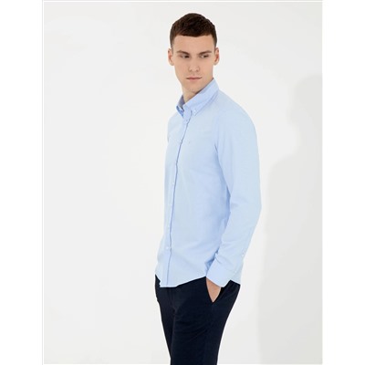 Açık Mavi Slim Fit Oxford Gömlek
