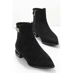 Bambi Siyah Süet Kadın Bot & Bootie K02204160602