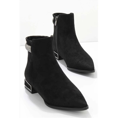 Bambi Siyah Süet Kadın Bot & Bootie K02204160602