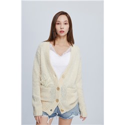 Cárdigan de alpaca y mohair Amarillo claro
