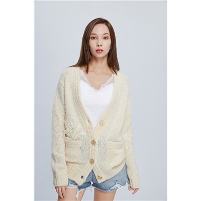 Cárdigan de alpaca y mohair Amarillo claro