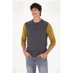 Erkek Antrasit Bisiklet Yaka Sweatshirt