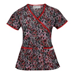 UA Twister Black Mock Wrap Scrub Top