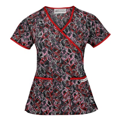 UA Twister Black Mock Wrap Scrub Top