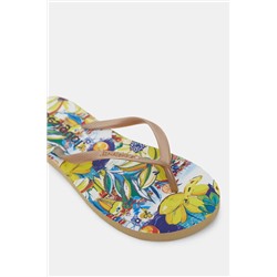 Chanclas baño doradas suela estampada