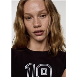 Camiseta crop estampada