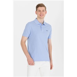 Erkek Mavi Basic Polo Yaka Tişört