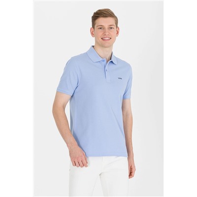 Erkek Mavi Basic Polo Yaka Tişört