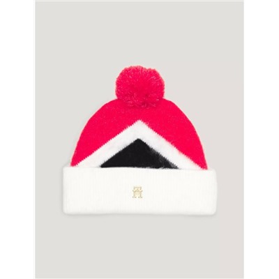 Tommy Hilfiger TH Logo Argyle Pom Beanie