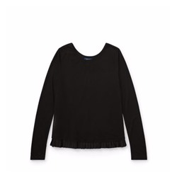Pleated-Hem Jersey Top