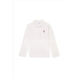 Çocuk Polo Yaka Ekru Basic Sweatshirt