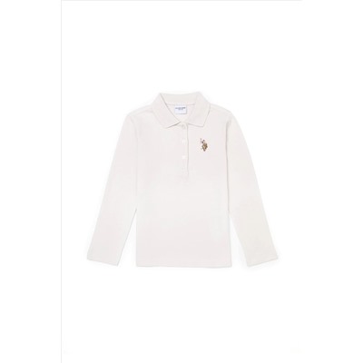 Çocuk Polo Yaka Ekru Basic Sweatshirt