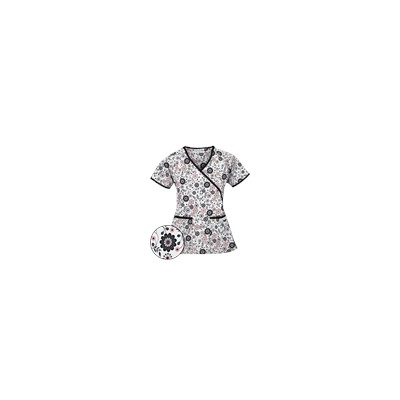 UA Spring Time White Mock Wrap Scrub Top