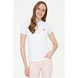 Kadın Beyaz Basic Polo Yaka Tişört
