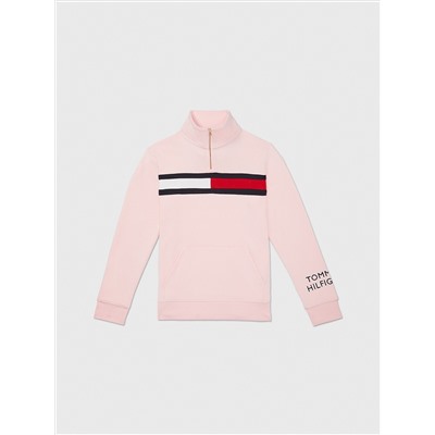 TOMMY HILFIGER FLAG LOGO QUARTER-ZIP SWEATER